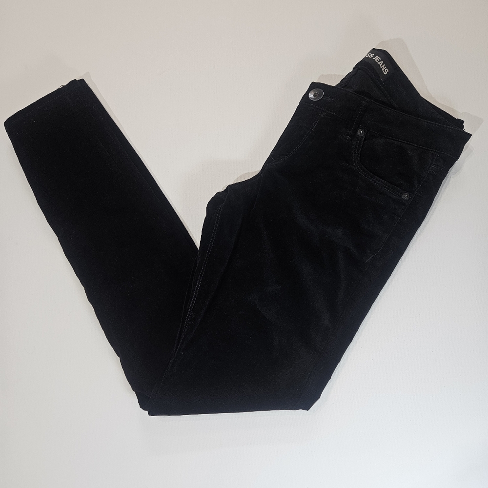 Express Velour Leggings Womens Size 6 Black Stella Low Rise Velvet Skinny Casual